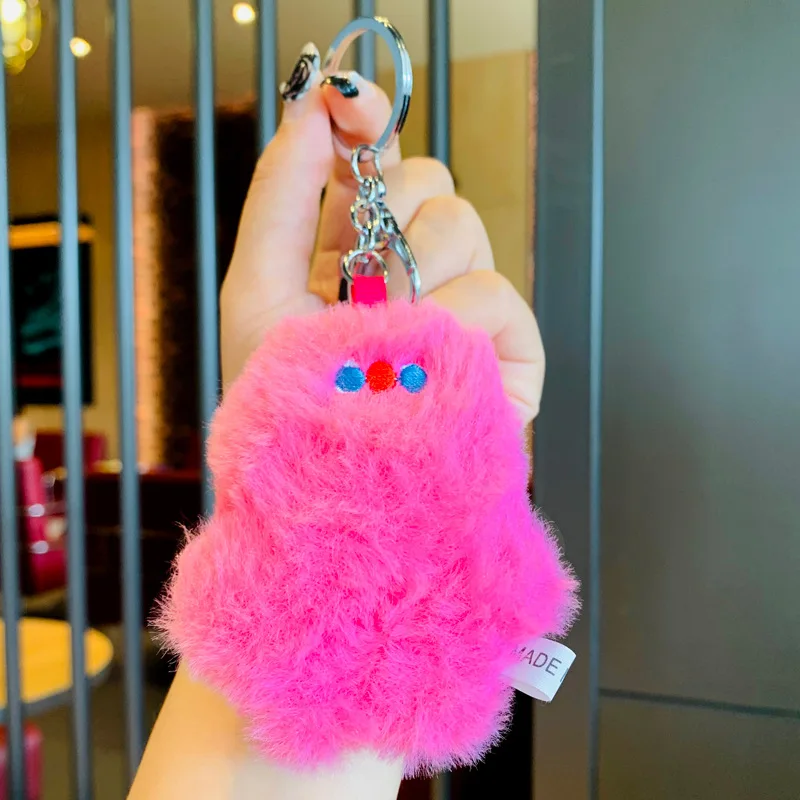 

Cartoon Plush Powder Stupid Doll Pendant Creative Cute Little Monster Ornaments Women Bag Accessories Keychain Keyring Wholesale