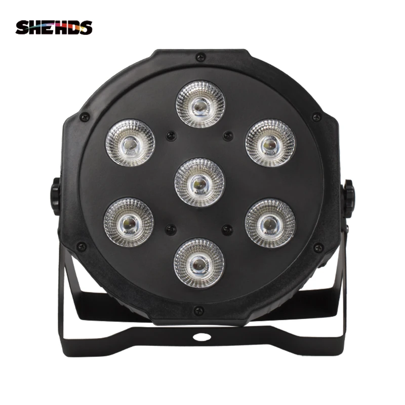 

SHEHDS LED Flat Par 7x18W RGBWA+UV Light DMX512 6-10CH Stage Light Stroboscope For Home Entertainment Professional Stage