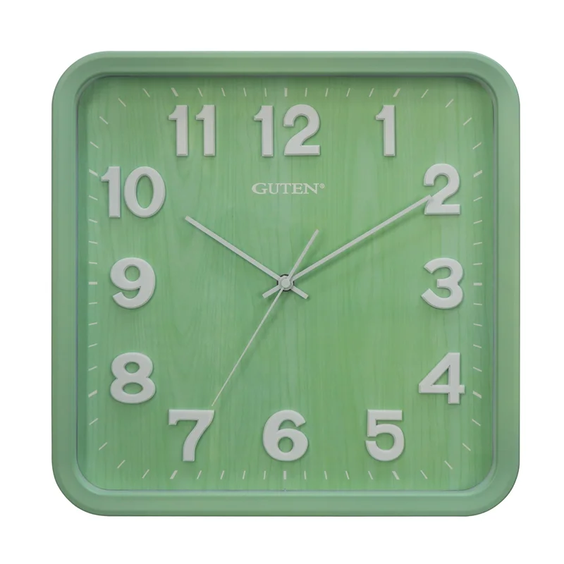Минималистичные современные настенные часы зеленые креативные квадратные для