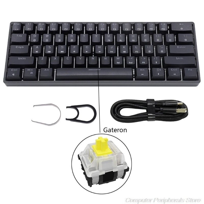 

2022 GK61 SK61 61 клавиша механическая клавиатура USB проводная светодиодная подсветка ось игровая механическая клавиатура Gateron оптические переклю...