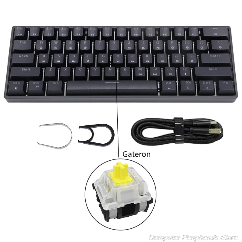 GK61 SK61 61 клавиша механическая клавиатура USB проводной светодиодный подсветкой ось