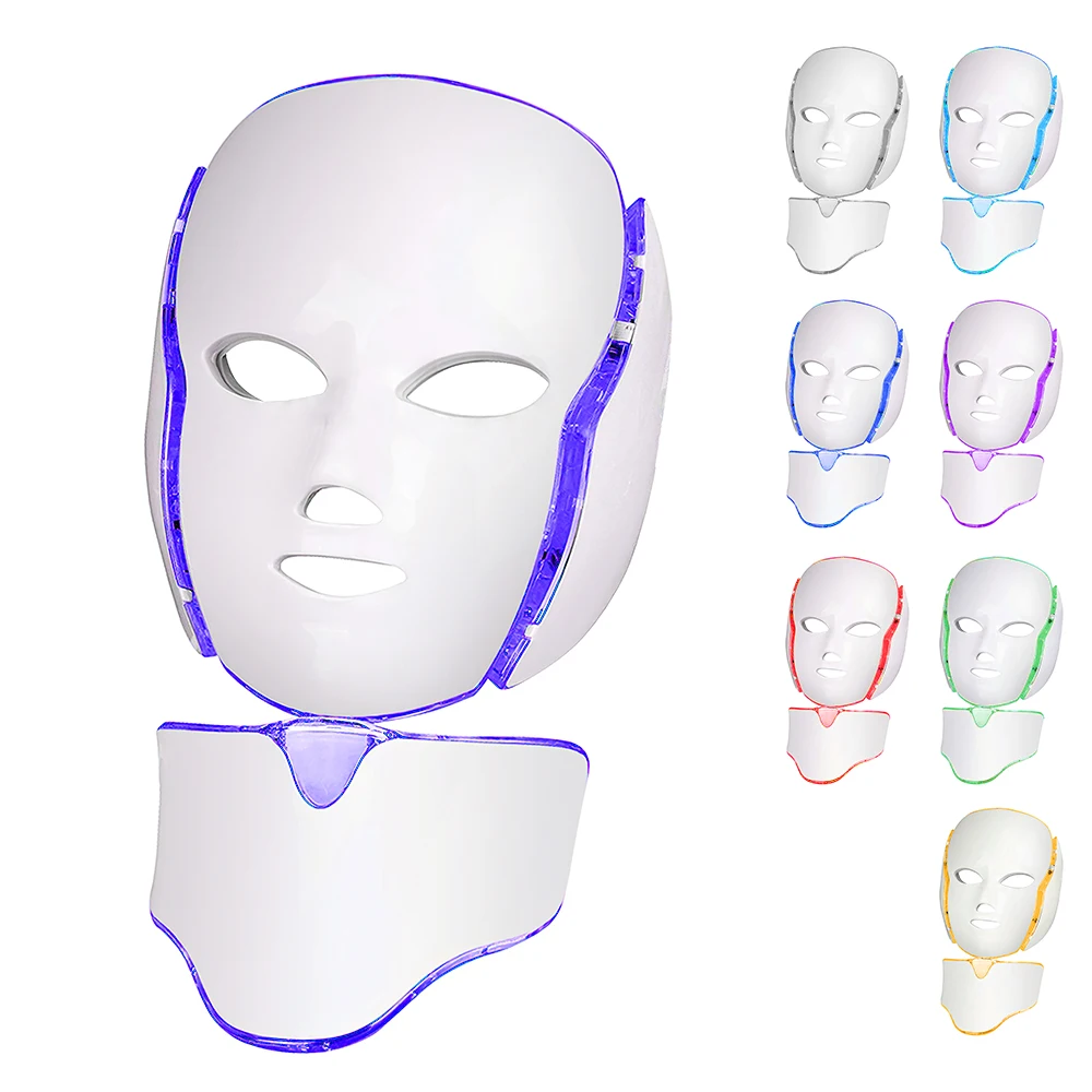 

7 Colors LED Light Facial Mask With Neck Skin Rejuvenation Face Mask Anti Wrinkle Acne Tightening Machine Beauty Skin Care Tool