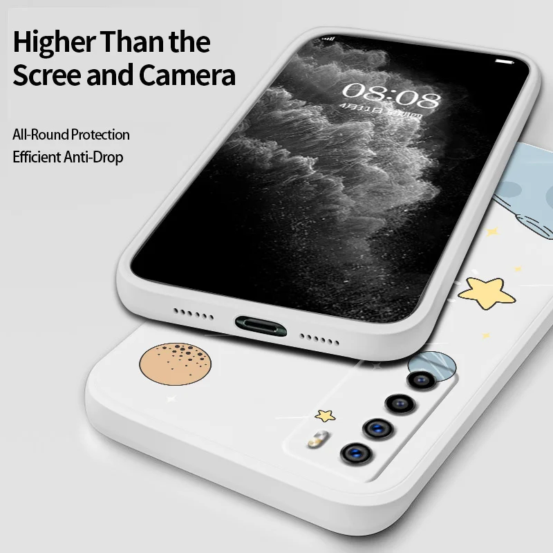 

Rectangle Lovely Pattern Liquid Silicone Case For Honor play 4 4t 4tpro Honor v30 30 20 X10 X10max Liquid Silicone Cover