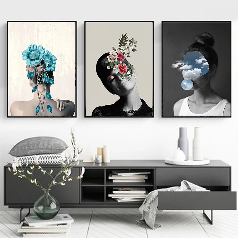 Decor Poster Girl'S Room Pictures Prints Flower And Woman Landscape Nordic Watercolor Style Kids Painting HD Wall Art Canvas | Дом и сад