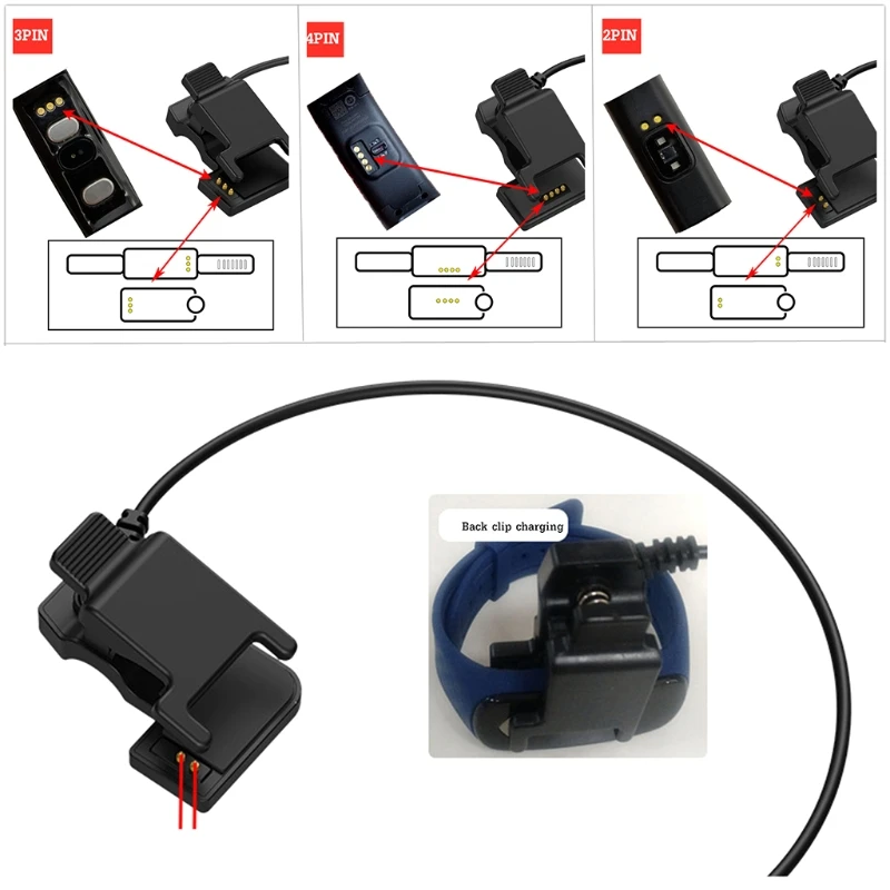 Умные наручные Смарт-часы зажим типа 2-pin-3mm или 4mm 3-pin-6mm 4-pin-7.6mm зарядный кабель