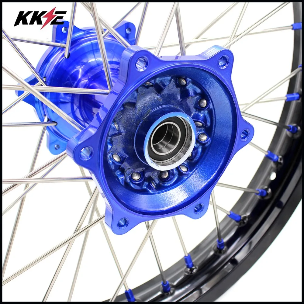 21/19 MX Давлением Мотоцикл колеса обод Набор для YAMAHA YZ125/250 1999- YZ250F 2001- YZ450F 2003- синий соски