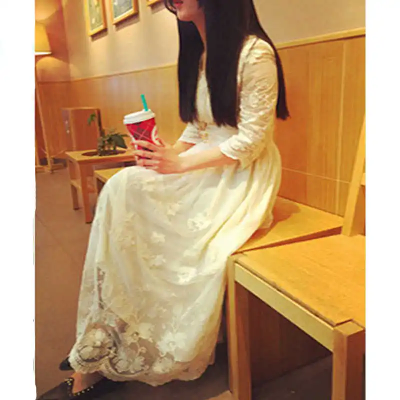 

Lace Women Lace Formal Evening Party Bridesmaid Wedding Prom-Gown Long Dress Formal Slim lace dress