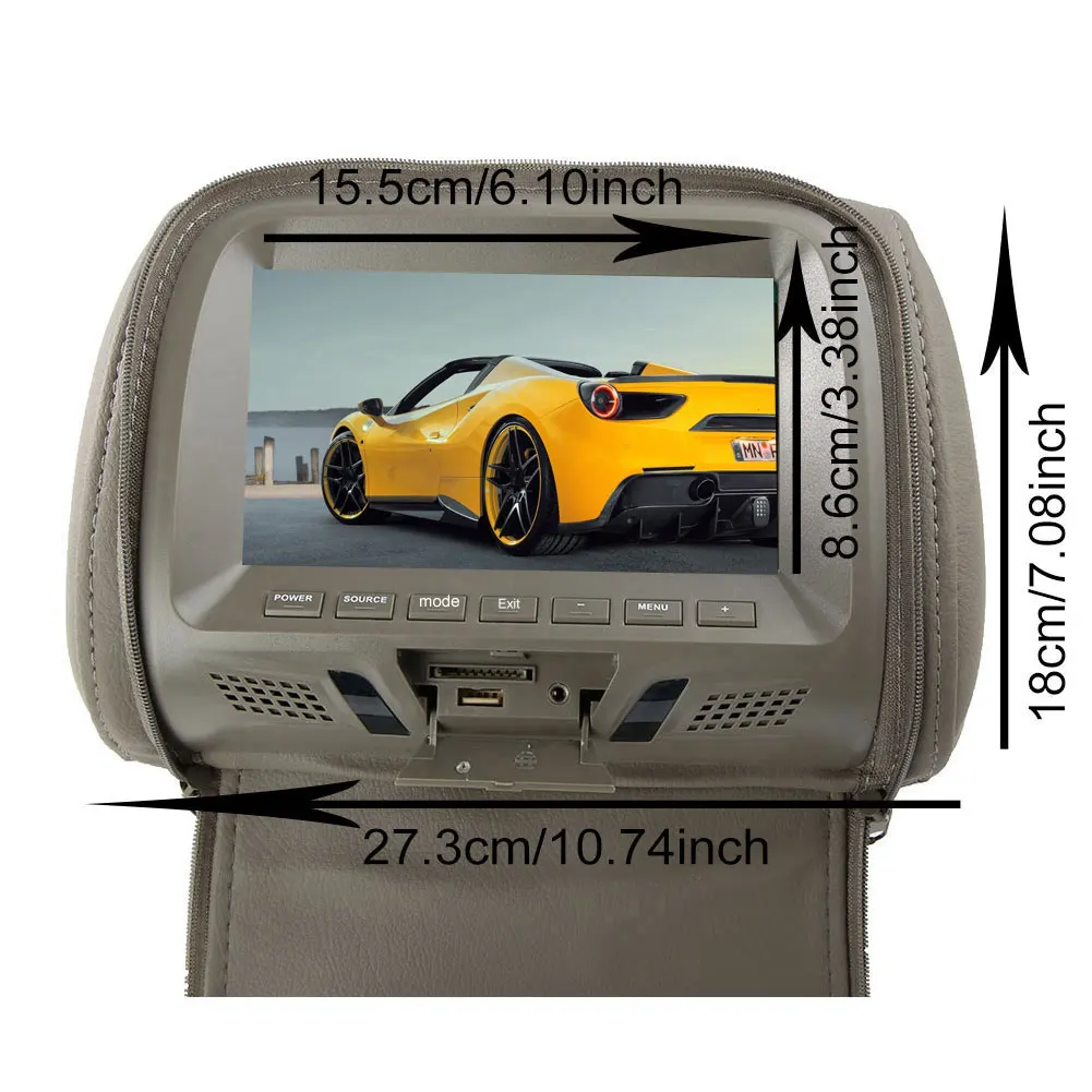 

2pcs Universal 7 inch Car Headrest MP4 Monitor / Multi media Player / Seat back MP4 / USB SD MP3 MP5 FM Built-in Speakers