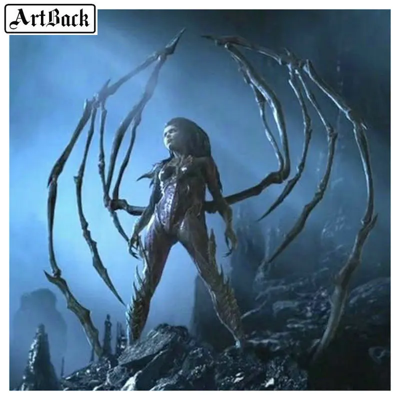 5d полноразмерная алмазная живопись квадратные и круглые паук Череп портрет