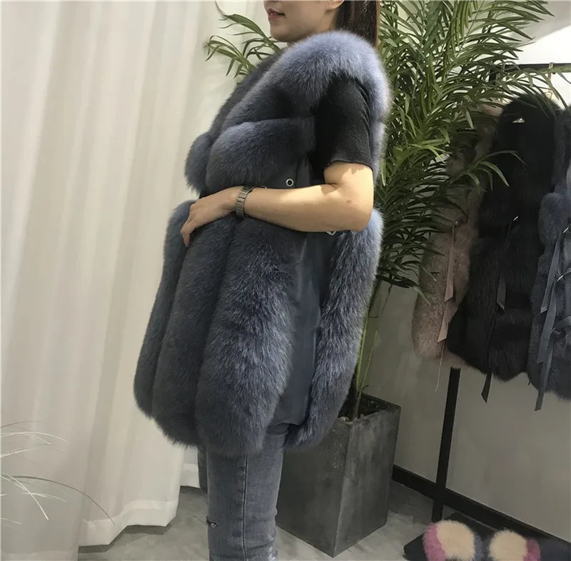 FXFURS жилет из натурального Лисьего меха Длинный жилет из натурального Лисьего меха Зимний жилет с заклепками из натуральной кожи европейские женские куртки