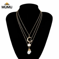 2021new fashion multi layered simulated pearl choker necklace collar statement letter c pendant necklace women jewelry gifts