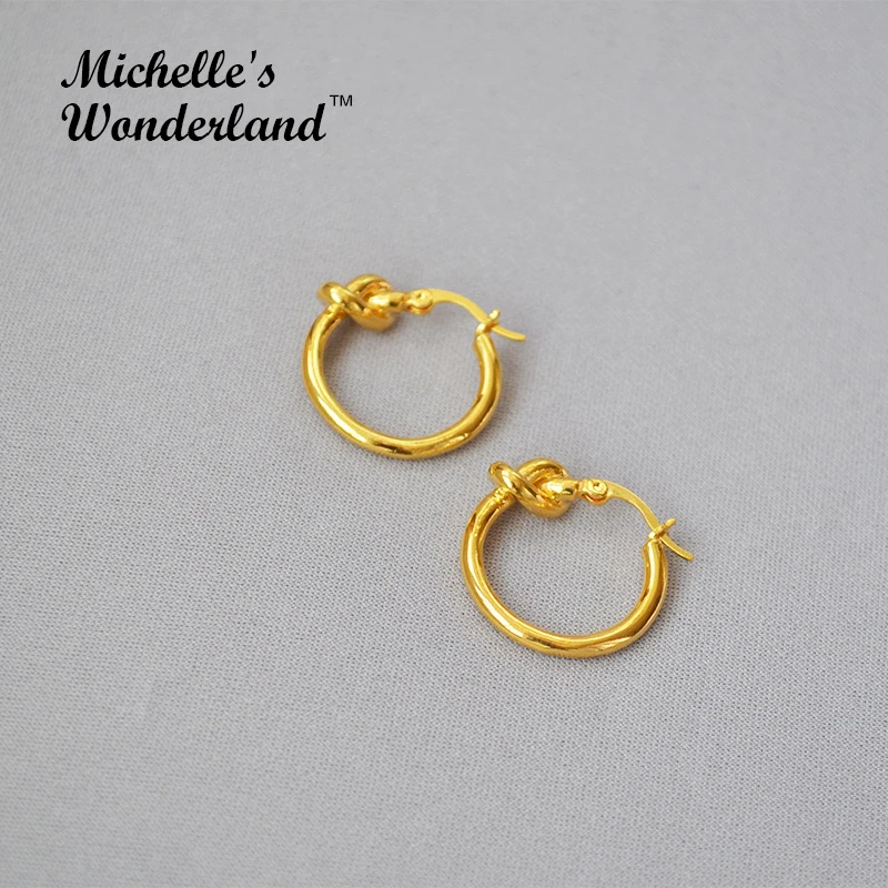 Серьги кольца с узлом золотого/серебряного цвета минимализм Высокое качество