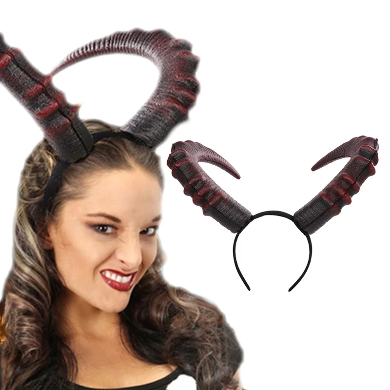 

Adult Long Ox Horn headband Halloween Cosplay Devil Demon Cattle Sheep deer exaggerated Headwear Headdress