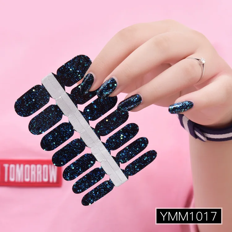 YMM1017 14 шт/Лист 29 цветов наклейки для ногтей стойкая блестка для ногтей безопасные нетоксичные для беременных женщин наклейки для ногтей s - Цвет: YMM1017