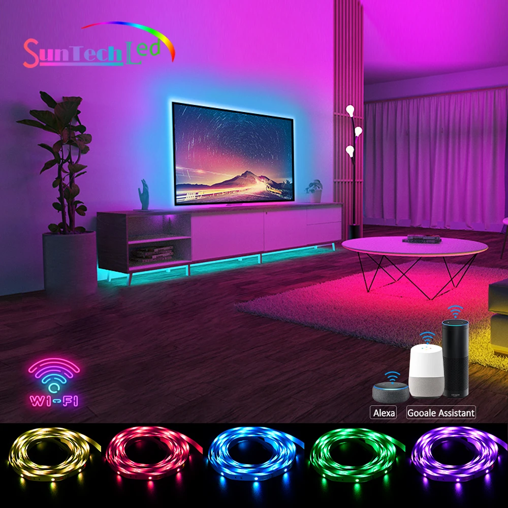Светодиодная лента Suntech с Wi Fi светодиодные лампы SMD5050 совместимые Alexa Google Home умные