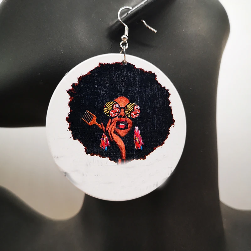 Бесплатная Доставка! Деревянные серьги для девочек в стиле афро|Серьги-кольца| |