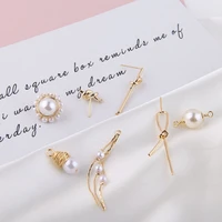 diy ear accessories copper plated real gold baroque tassel pearl knot 925 tremella nail pendant hand material