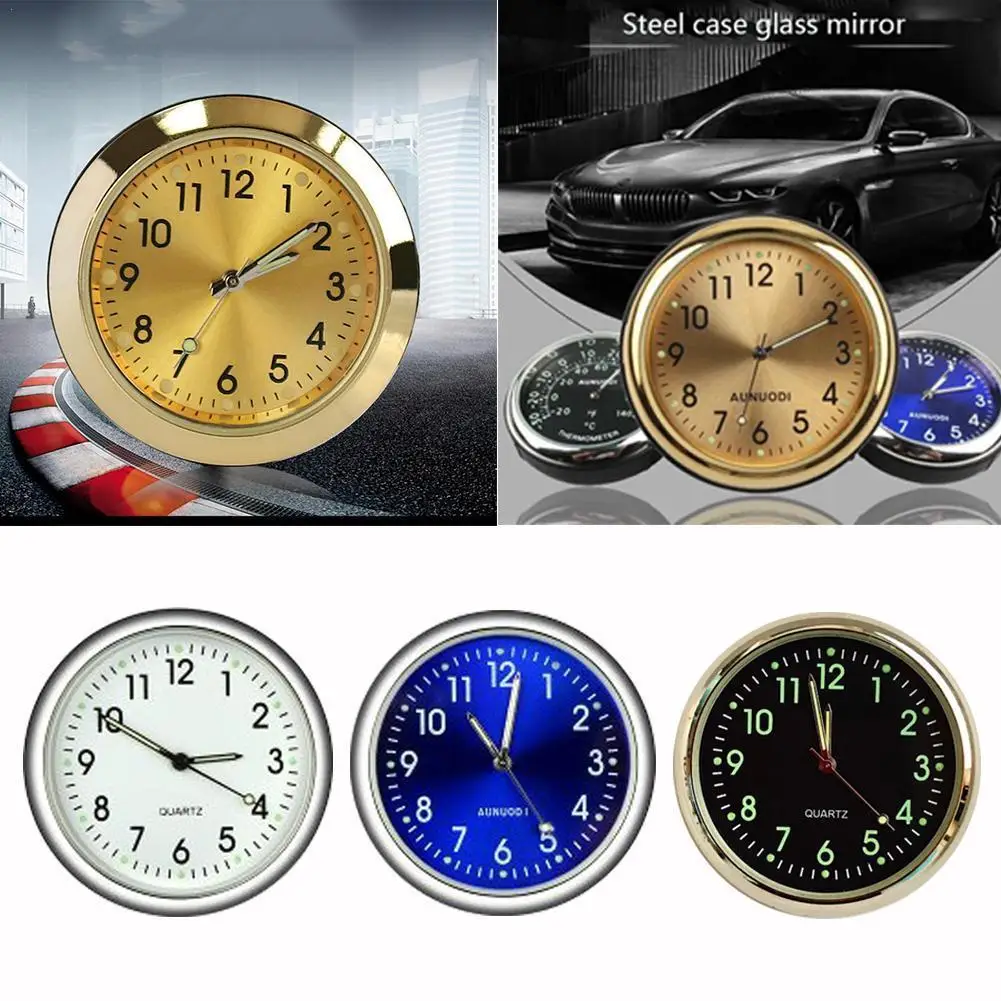 

Карманные маленькие светящиеся кварцевые аналоговые часы, часы на клейкой основе, автомобильное украшение, внутренняя механика