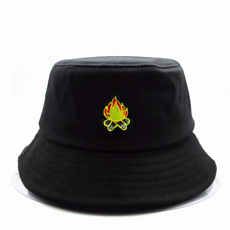 Хлопковая Панама LDSLYJR с вышивкой огня рыбацкая шляпа уличная дорожная от солнца