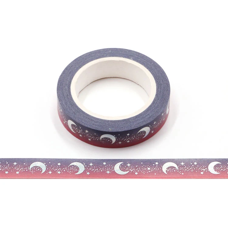 

10pcs/lot 15MM*10M Foil Moon Designs Washi Tape Wide Sticky Adhesive Tape Scrapbooking Album DIY DecorativeTape