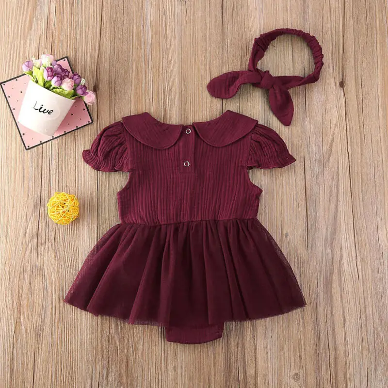 Летняя одежда для маленьких девочек Кружевной комбинезон с оборками Комбинезон