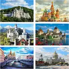 GATYZTORY белый замок DIY картина маслом по номерам фигурки вручную заполняют цвет для декора дома