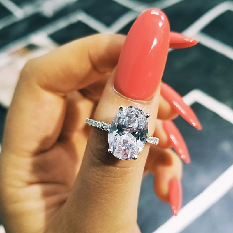 Черная пятница реальные 925 стерлингового серебра Овальный набор обручальных