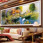 Алмазная 5D живопись Средиземноморский ландшафт, большая мозаика сделай сам с полной вышивкой, квадратная, круглая, для творчества, для морского побережья, виллы, сада, коттеджа