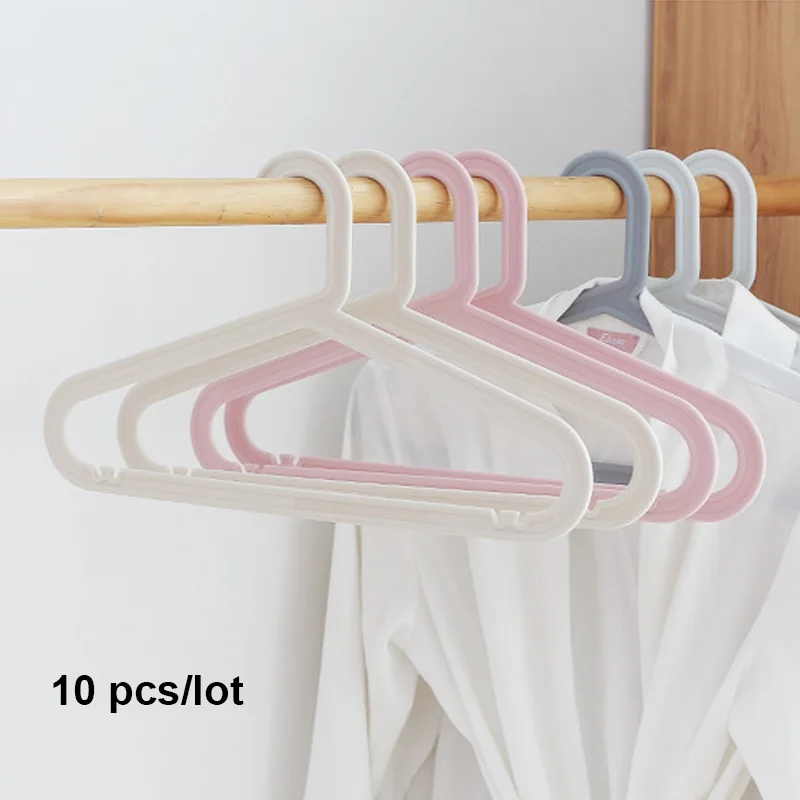 

10PCs/lot Adult Clothes Hangers Jeans Pants Coat Hanger Home Storage Holder Dress Hanger Dying Racks Plastic Hanger