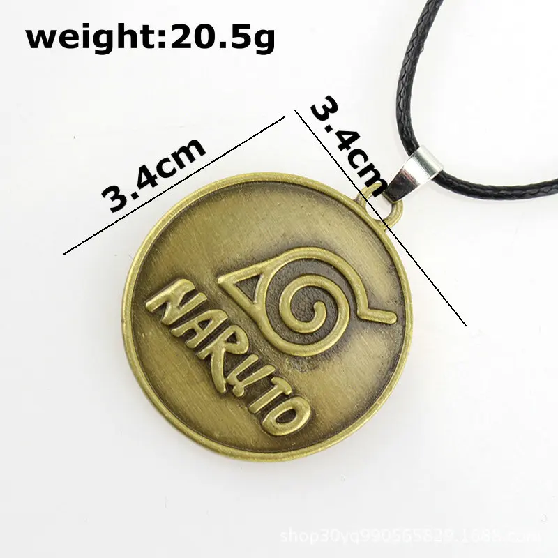 

ZXMJ Anime Cartoon Naruto Logo Necklace Pendant Round Rope Chain Cosplay Plated Necklace For Jewelry Fans Gift accessories