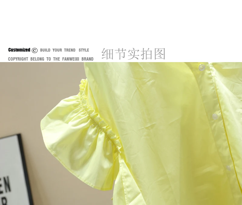 

2021 Summer New Fashion Sweet Loose Women Blusas Single-Breasted Ruffled V-neck Shirt Solid Short Sleeved Button Up Ladies Top