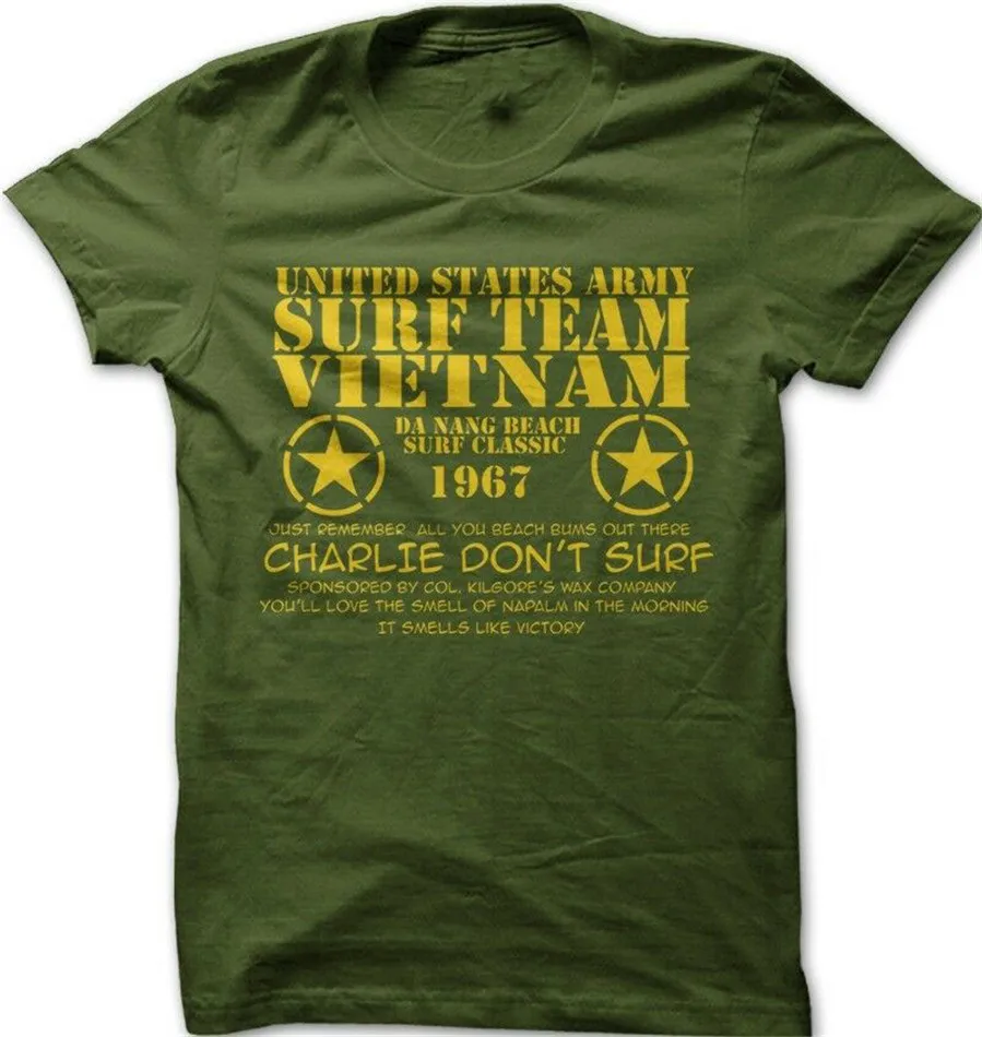 Футболка с принтом Charlie Dont Surf Apocalypse Now Vietnam Oz9140 классические уникальные