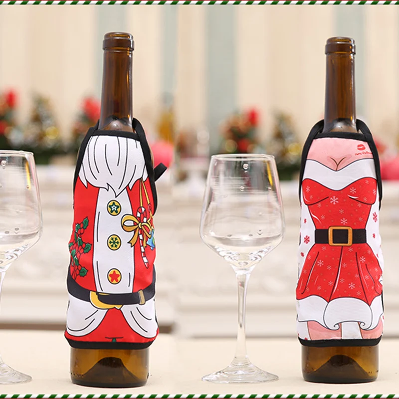 Бутылка Рождественское украшение мини-фартук с карманом для вина Рождественский