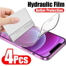 4 Buah Full Cover Hydrogel Film On Screen Protector untuk iPhone 13 11 12 Pro Max 7 8 6 Plus Screen Protector untuk iPhone X XR XS MAX