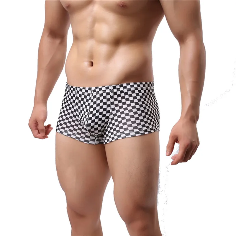 Mens Boxer Shorts Underwear Classical Plaid Boxers Low Rise Underpants Trunks Nightwear Bulge Pouch Lingerie Male Homme Panties | Мужская