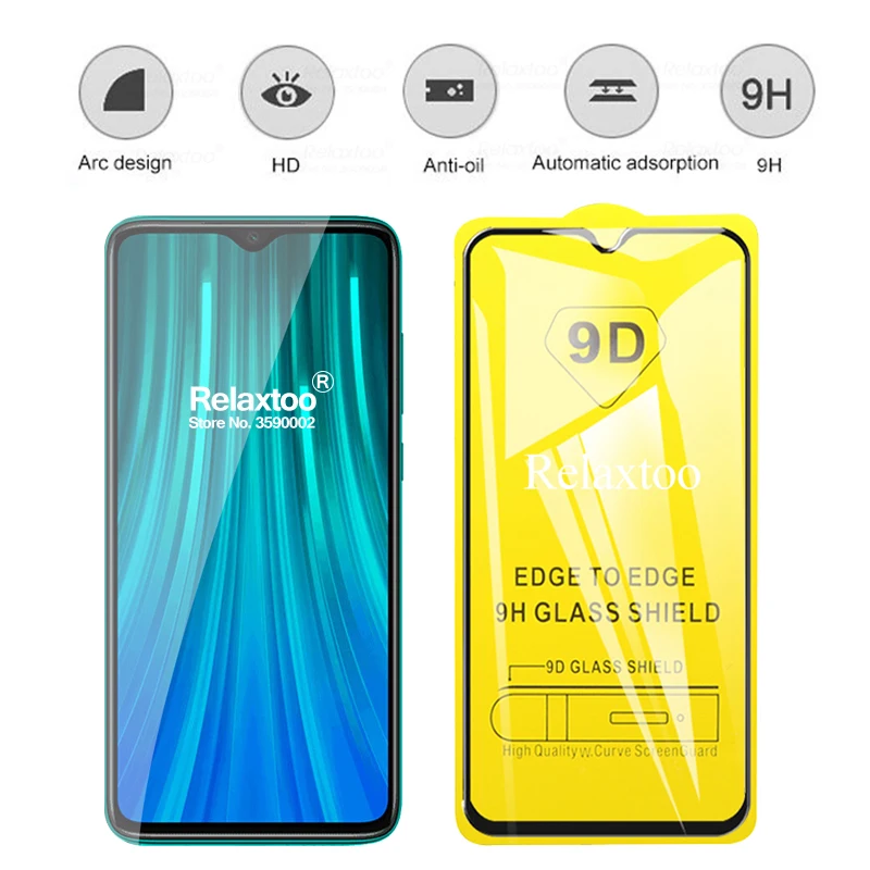 Защитное стекло с полным приклеиванием 9D для xiaomi redmi note 8 pro пленка защиты
