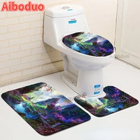 anime landscape toilet seat cover 3 piece modern bathroom set bathroom accessories non slip waterproof carpet toilet seat rugs