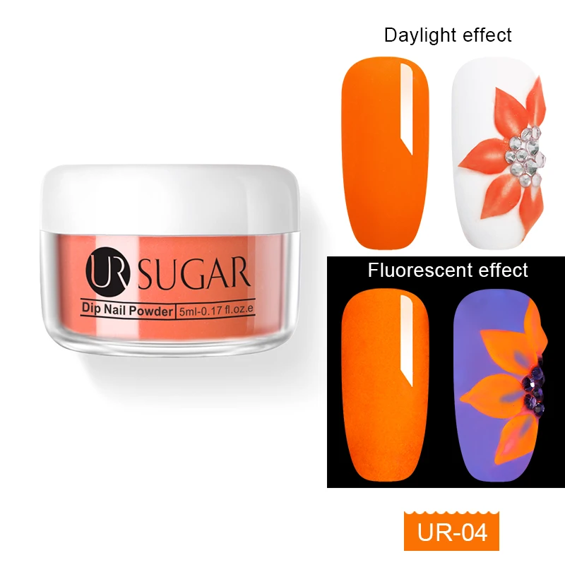 4 Ur Sugar 5 мл флуоресцентный 3 в 1 Dip порошок для ногтей акриловая пудра для вырезания наращивание ногтей натуральный сухой без лампы - Цвет: 4