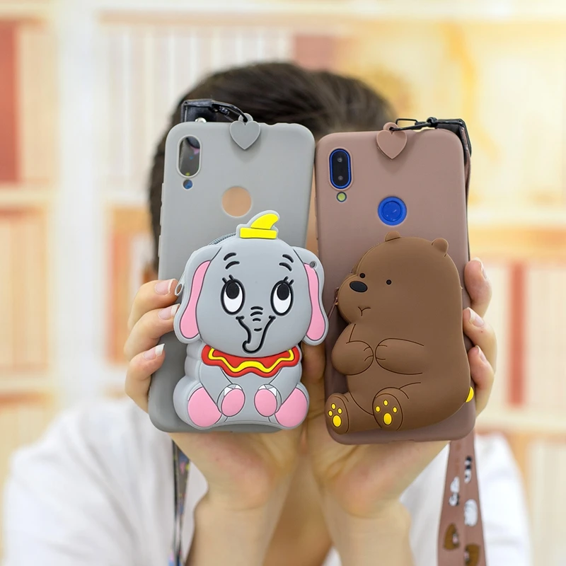 3D Силиконовый мультяшный чехол для телефона Huawei Y6 Y7 Y9 2019 милая панда медведь