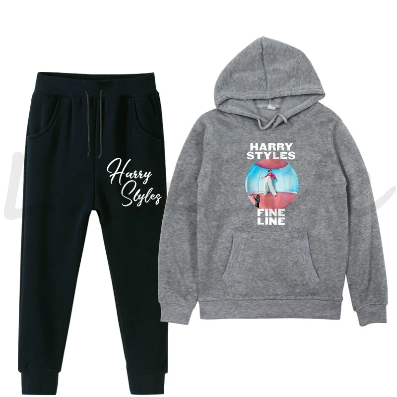 

Boys Girls Harry Styles Print Sweatshir Pullover 2 Piece Set For Children Cotton Streetwear Teens Casual Hoodies Trouser Set