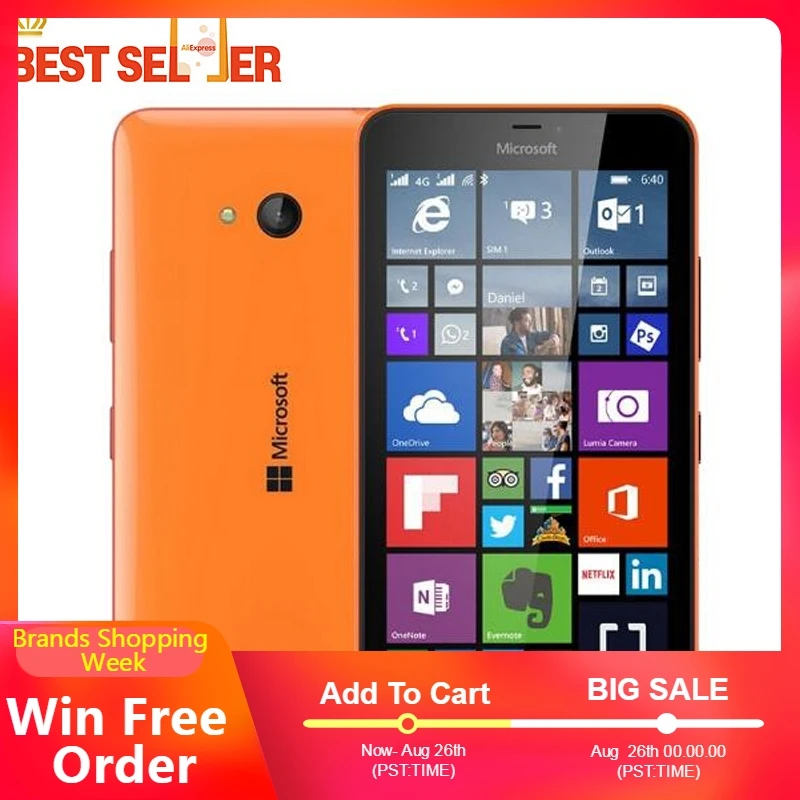 Оригинальный Nokia Lumia 640 одна Sim и две sim-карты Windows телефон четырехъядерный 8 Гб rom 1 ram