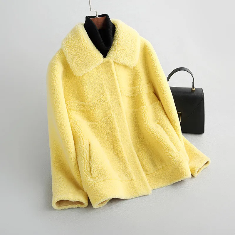 2020 модная осенне-зимняя женская короткая шуба из гранулированного овечьего меха