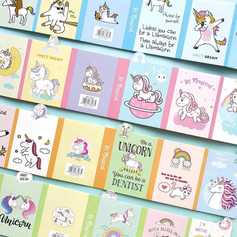 Милый Единорог для вечеринки 6 складных блокнотов записей стикеры подарков| |