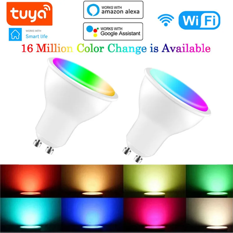 

Tuya Gu10 Wifi Smart LED Light Home Bulb Spotlight Tuya/ Smart Life APP 4W RGBCW Voice Control Work With Alexa Google Home