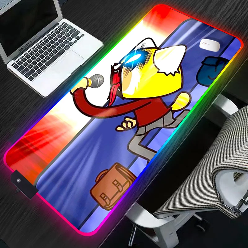

Anime Aggretsuko Gaming Mouse Pad Mousepad Large Keyboard Mouse Mat for Laptop LED Lighting Play Mat Anti slip Carpet Desk pad