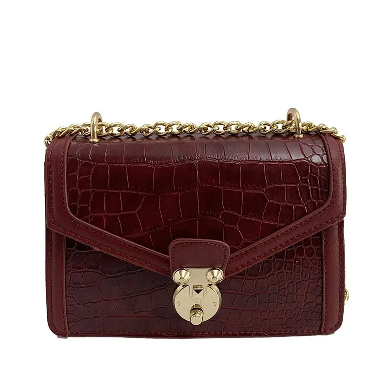 

Fashion stone grain leather square chain solid Shoulder Messenger Bag women's small purses and handbags crossbody designer bag