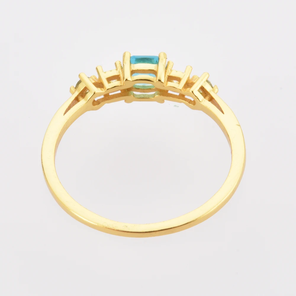 Женское кольцо с топазом из серебра 925 пробы покрытием под золото | Украшения и