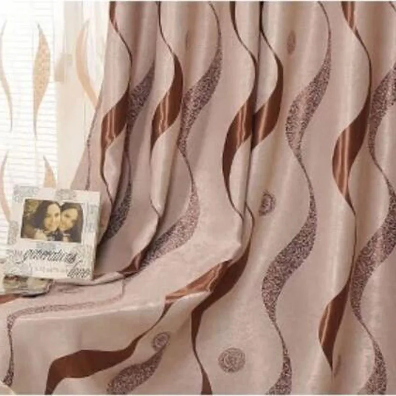 Китайские классические затемняющие занавески S в полоску из хлопка и полиэстера