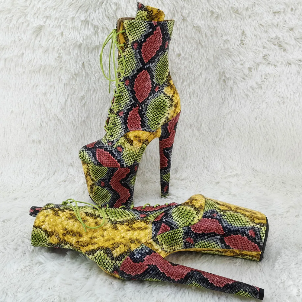 

Leecabe 20CM/8Inch Genuine Leather Snake upper Platform High Heels Genuine Leather Pole Dance boot