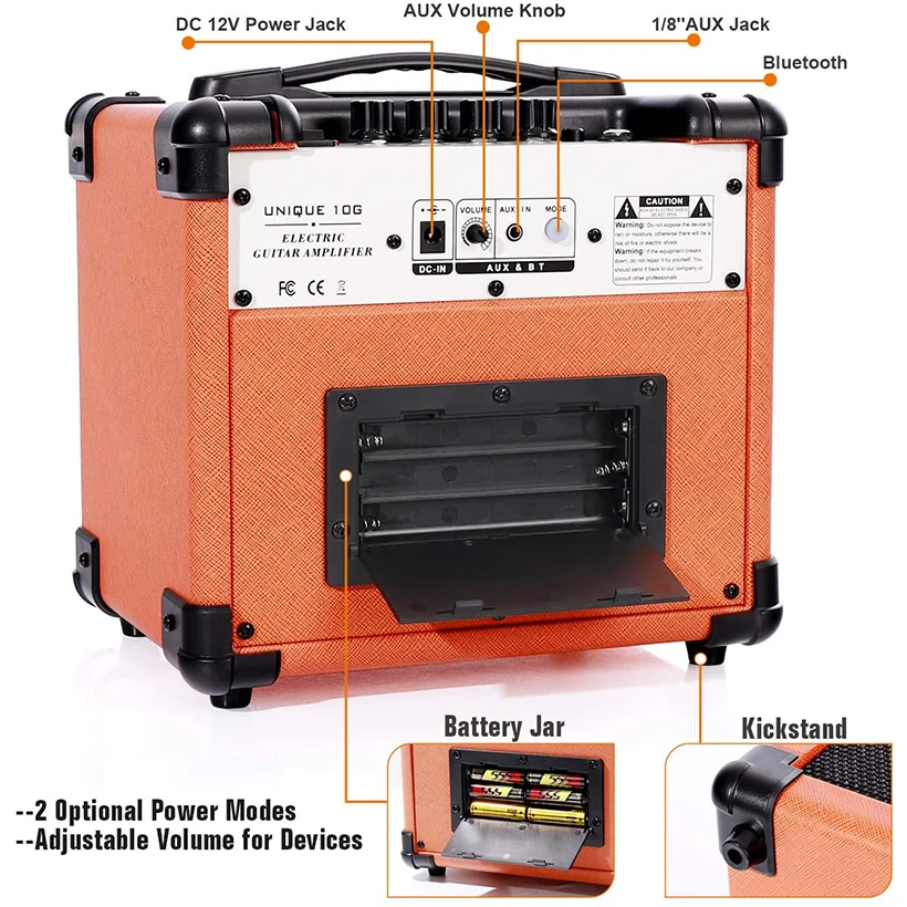 coolmusic einzigartige 10g elektrische gitarre verstärker lautsprecher bluetooth tragbare combo amp mit verzerrung wirkung bass höhen equali
